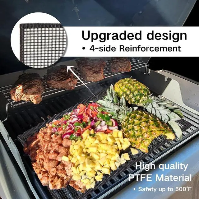 Alt view image 2 of 7 - 3 Pack Grill Mesh Mat Outdoor Grill, Heavy Duty and Non Stick BBQ Grilling Mats & Baking Mats, Resuable and Easy to Clean, Works on Gas Charcoal and Electric BBQ (15.7 x 13 Inch x 3 pcs)