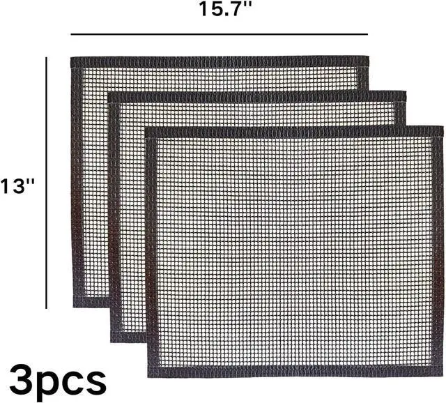 Alt view image 6 of 7 - 3 Pack Grill Mesh Mat Outdoor Grill, Heavy Duty and Non Stick BBQ Grilling Mats & Baking Mats, Resuable and Easy to Clean, Works on Gas Charcoal and Electric BBQ (15.7 x 13 Inch x 3 pcs)