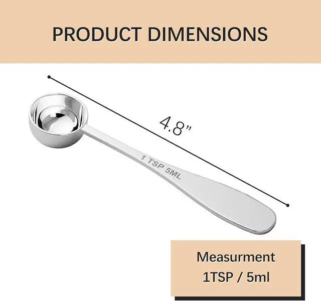 Alt view image 2 of 6 - 1PCS 1TSP(5ML) Measuring Spoon, 18/8(304) Stainless Steel Tablespoon