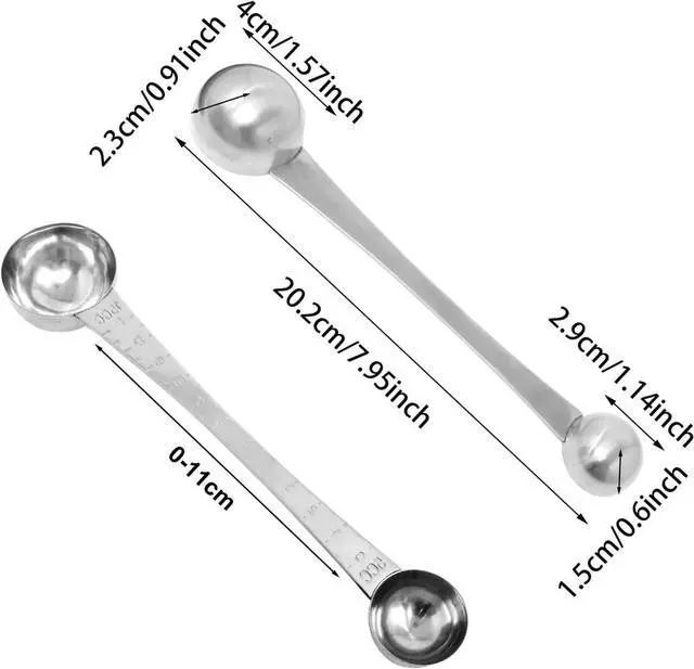 Alt view image 2 of 7 - Honbay 1PCS Stainless Steel Double Head Coffee Measuring Scoop Spoon 1 Tsp (5ml) & 1 Tbsp (15ml) Dual-Measure Long-Handle Spoon with Tick Mark for Tea Sugar for Coffee and Baking Precise Measurements
