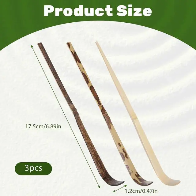 Alt view image 2 of 7 - 3 Pcs Matcha Spoon, Bamboo Matcha Scoop Japanese Chashaku Hooked Tea Leaf Sticks Tea Whisk Scooping Spoon for Traditional Japanese-Tea-Ceremony Spices Condiments Coffee Powder