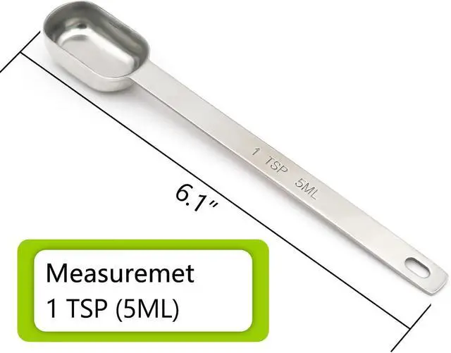Alt view image 2 of 6 - 1PCS 1TSP(5ML) Measuring Spoon, Stainless Steel Long Handle Teaspoons