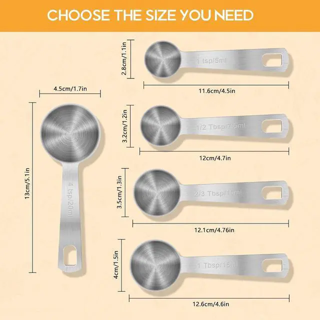 Alt view image 5 of 7 - 2 PCS 1 Teaspoon(5 mL | 5 cc | 1 Tsp | 1/3 Tablespoon) Stainless Steel Single Measuring Spoon, Easy to Use and Easy to Wash Metal Measuring Spoons Kitchen Gadgets for Cooking & Baking