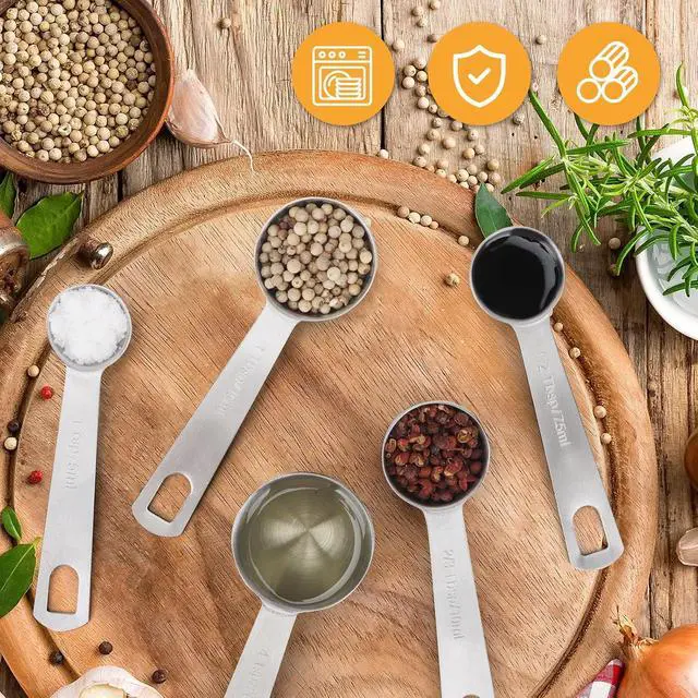 Alt view image 6 of 7 - 2 PCS 1 Teaspoon(5 mL | 5 cc | 1 Tsp | 1/3 Tablespoon) Stainless Steel Single Measuring Spoon, Easy to Use and Easy to Wash Metal Measuring Spoons Kitchen Gadgets for Cooking & Baking