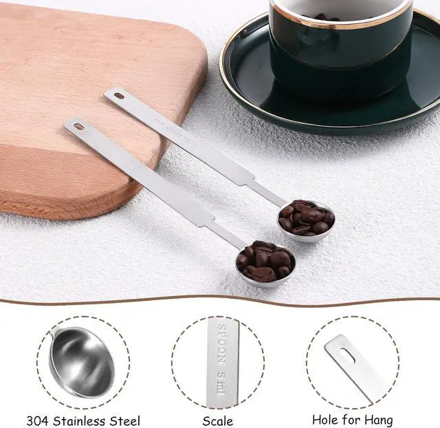 Alt view image 3 of 7 - 2 Pcs Teaspoons Measuring Spoon, 5 Gram Scoop, Stainless Steel Measuring Spoons, 1 Teaspoon (5 mL | 5 cc | 1/6 oz | 1/3 Tablespoon), Dishwasher Safe, Metal Measuring Spoons for Cooking & Baking