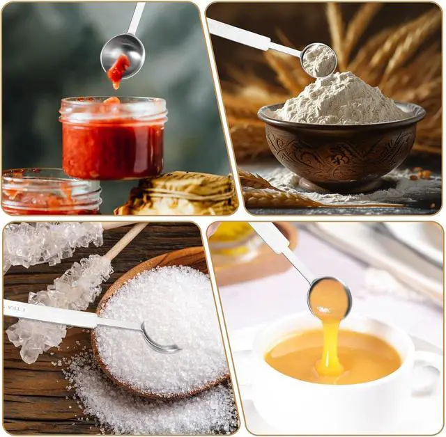 Alt view image 4 of 7 - 2 Pcs Teaspoons Measuring Spoon, 5 Gram Scoop, Stainless Steel Measuring Spoons, 1 Teaspoon (5 mL | 5 cc | 1/6 oz | 1/3 Tablespoon), Dishwasher Safe, Metal Measuring Spoons for Cooking & Baking