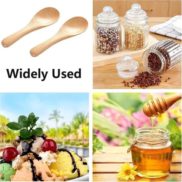 Alt view image 3 of 6 - 4 PCS Small Wooden Spoons, 3.9 Inch Tiny Spoons for Spices Jars, Handmade Mini Wood Condiment Spoon for Salt, Sugar, Honey, Pepper, Asanta Cute Wood Scoops for Canisters