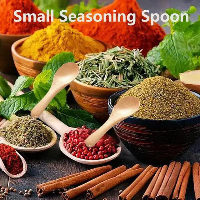 Alt view image 2 of 6 - 4 PCS Small Wooden Spoons, 3.9 Inch Tiny Spoons for Spices Jars, Handmade Mini Wood Condiment Spoon for Salt, Sugar, Honey, Pepper, Asanta Cute Wood Scoops for Canisters