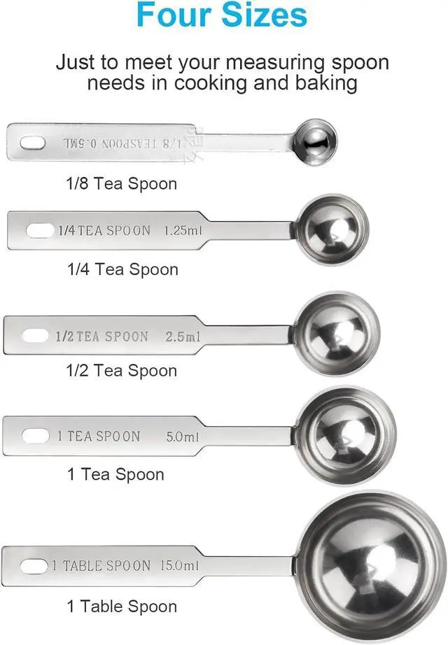 Alt view image 2 of 6 - 5PCS Measuring Spoons Set, Include 1/8,1/4,1/2,1 tsp, and 1tbsp Cup