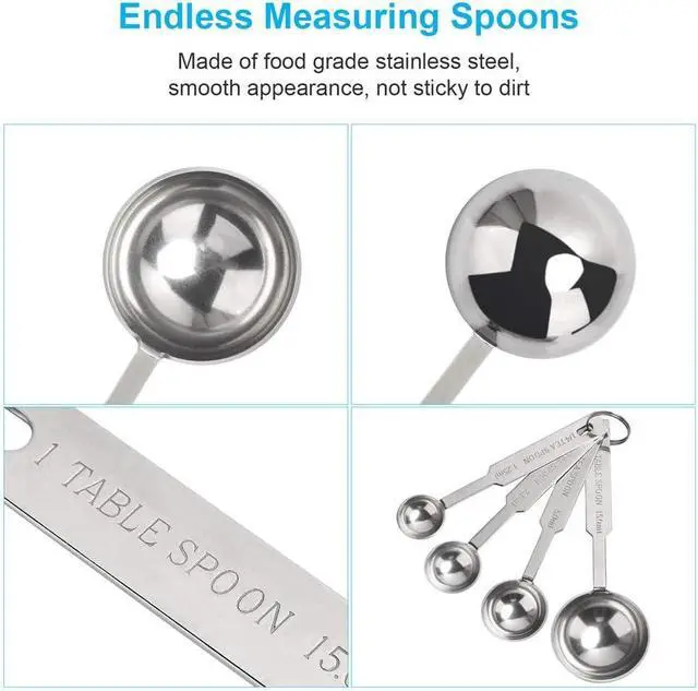 Alt view image 3 of 6 - 5PCS Measuring Spoons Set, Include 1/8,1/4,1/2,1 tsp, and 1tbsp Cup