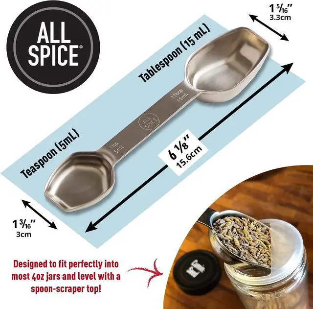 Alt view image 3 of 7 - AllSpice Stainless Steel Double Sided Measuring Spoon- Teaspoon and Tablespoon