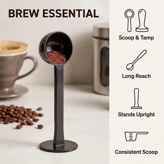 Alt view image 3 of 7 - 2-In-1 Black Espresso Coffee Bean Spoon Tamping Scoop Tamper Tea Tool For Coffee Bean Spoon Coffee Measuring,about Coffee, Tea and Espresso,Coffee Scoops