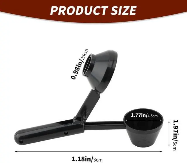 Alt view image 2 of 7 - 2PCS Coffee Scoop & Funnel for Reusable K Cup Refillable Coffee Pods Coffees Measuring Spoon Scoop with Funnel for Ground Coffees, Protein Powder, Tea (2pcs/black)