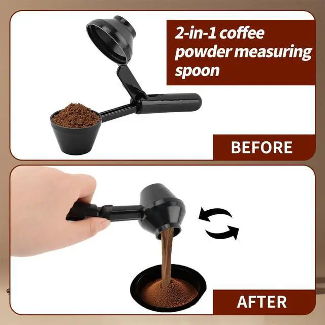 Alt view image 4 of 7 - 2PCS Coffee Scoop & Funnel for Reusable K Cup Refillable Coffee Pods Coffees Measuring Spoon Scoop with Funnel for Ground Coffees, Protein Powder, Tea (2pcs/black)