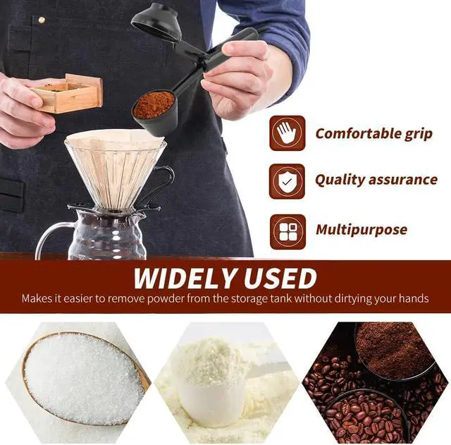 Alt view image 6 of 7 - 2PCS Coffee Scoop & Funnel for Reusable K Cup Refillable Coffee Pods Coffees Measuring Spoon Scoop with Funnel for Ground Coffees, Protein Powder, Tea (2pcs/black)
