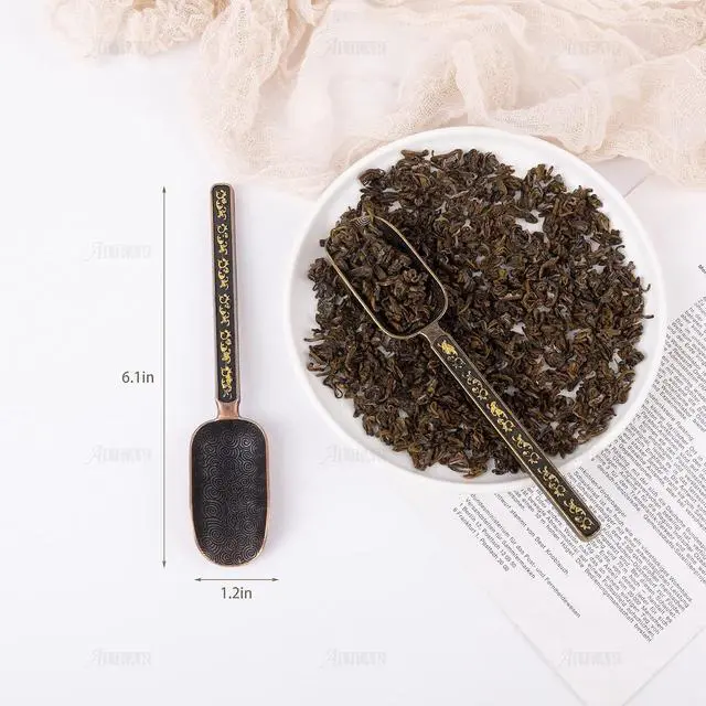 Alt view image 2 of 7 - AUEAR, 2 Pack Vintage Loose Leaf Tea Scoops Coffee Scooper Copper Metal Measuring Shovel Spoons