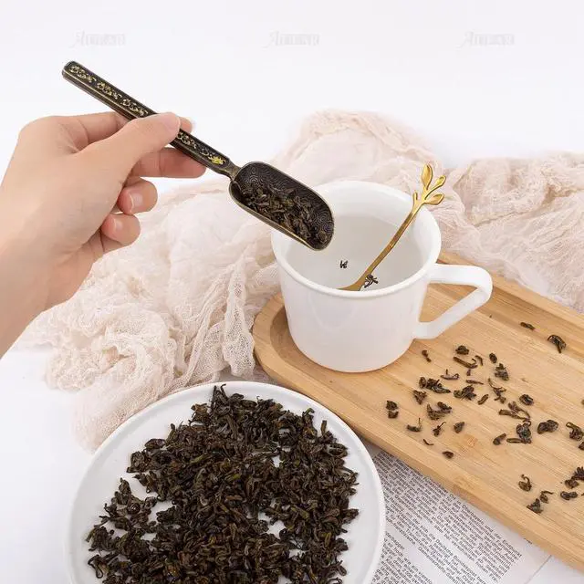 Alt view image 4 of 7 - AUEAR, 2 Pack Vintage Loose Leaf Tea Scoops Coffee Scooper Copper Metal Measuring Shovel Spoons