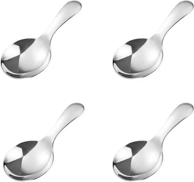 Main image of 4PCS Mini Scoop for Canisters,Stainless Steel Short Handle Spoons Salt Spoons Condiments Spoon Dessert Spoon,Mini Candy Scoopssliver