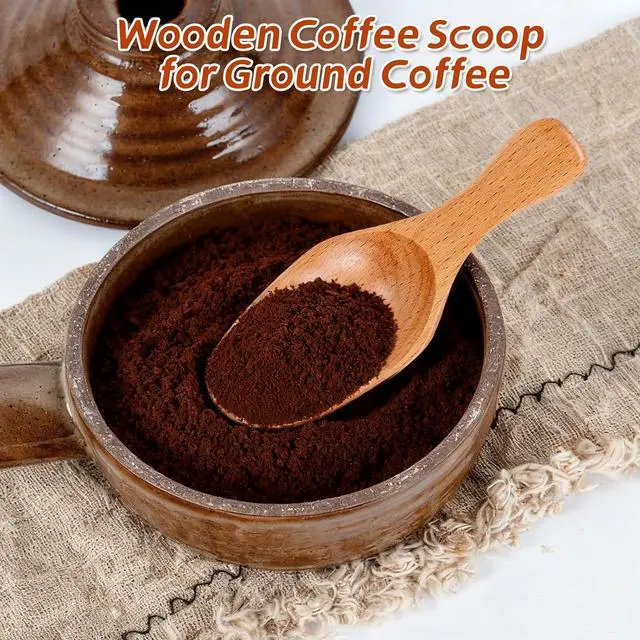 Alt view image 3 of 7 - Wooden Coffee Scoop, Wooden Scoops for Jars, Wood Scoops for Canisters Ground Coffee Tea Sugar Flour Bath Salts Laundry Detergent