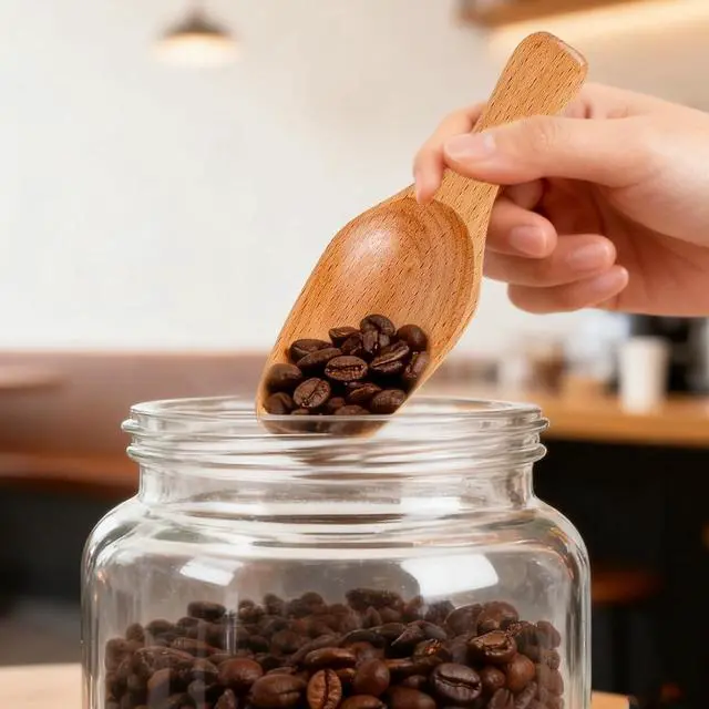 Alt view image 4 of 7 - Wooden Coffee Scoop, Wooden Scoops for Jars, Wood Scoops for Canisters Ground Coffee Tea Sugar Flour Bath Salts Laundry Detergent