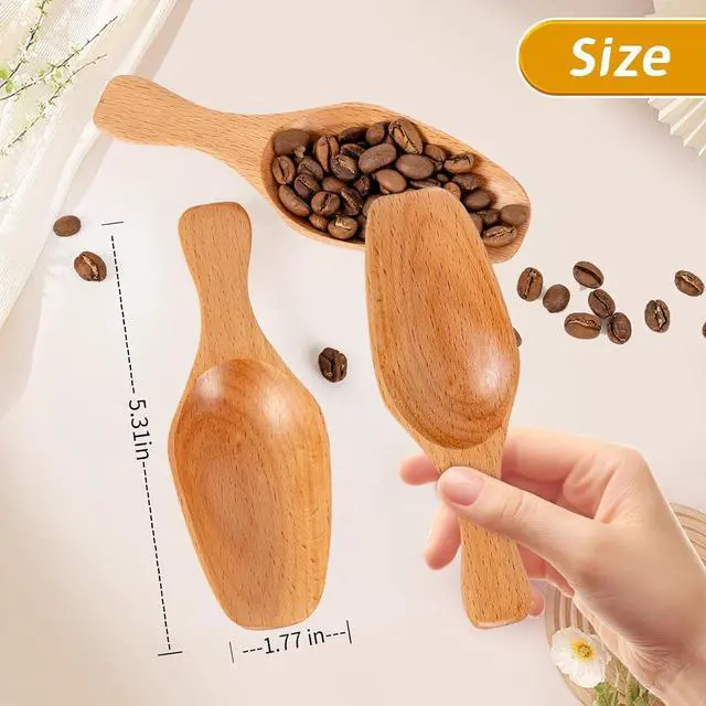 Alt view image 5 of 7 - Wooden Coffee Scoop, Wooden Scoops for Jars, Wood Scoops for Canisters Ground Coffee Tea Sugar Flour Bath Salts Laundry Detergent