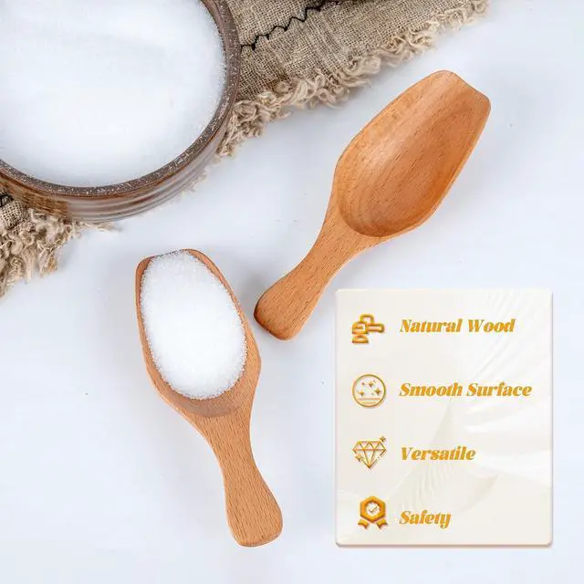 Alt view image 7 of 7 - Wooden Coffee Scoop, Wooden Scoops for Jars, Wood Scoops for Canisters Ground Coffee Tea Sugar Flour Bath Salts Laundry Detergent