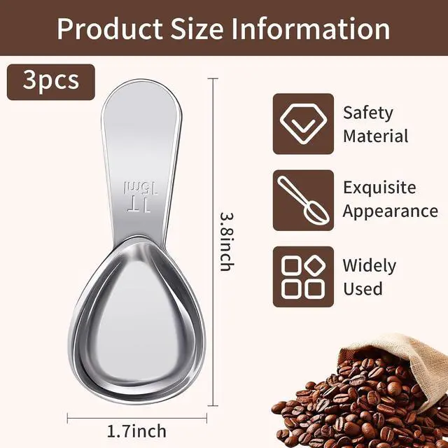 Alt view image 2 of 7 - 3 Pcs Coffee Scoop,1 Tbsp Coffe Spoons for Tea,Sugar,Flour or Coffe