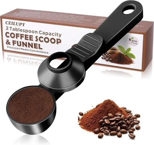 Main image of 2 Tbsp Coffee Scoop with Built-in Funnel, Mess-Free Ground Coffee