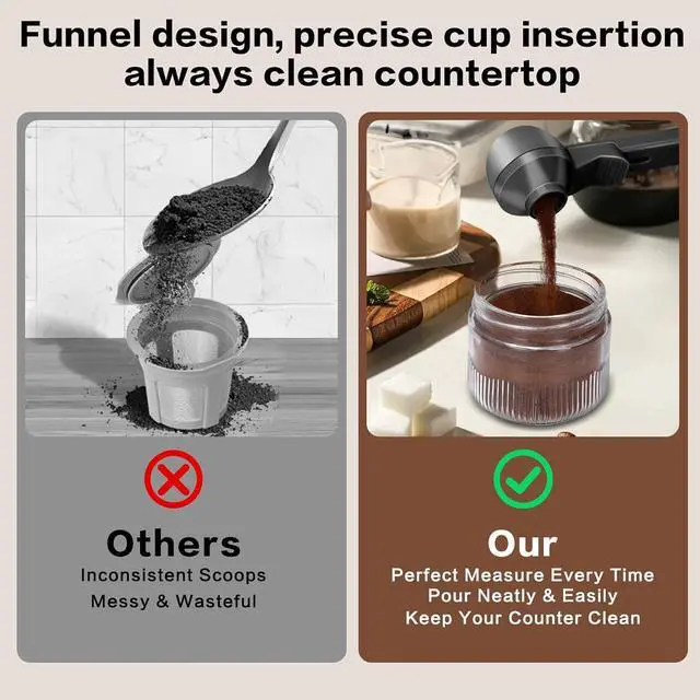 Alt view image 4 of 7 - 2 Tbsp Coffee Scoop with Built-in Funnel, Mess-Free Ground Coffee