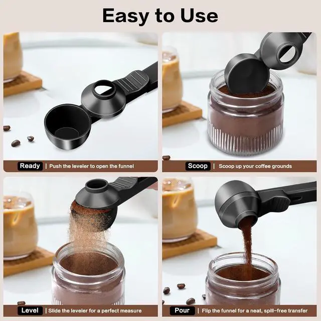 Alt view image 5 of 7 - 2 Tbsp Coffee Scoop with Built-in Funnel, Mess-Free Ground Coffee