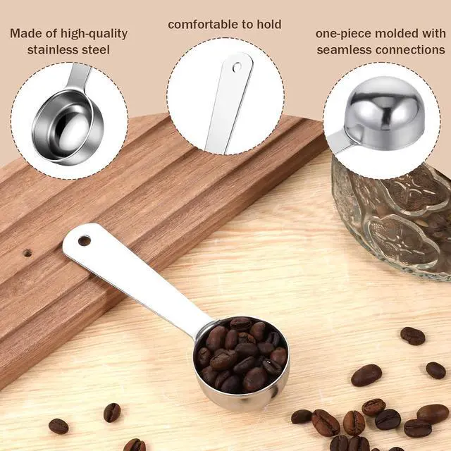 Alt view image 3 of 7 - 2 Pcs Coffee Scoop 1 Tablespoon, Long Handle Measuring Tablespoon, Stainless Steel Coffee Spoons, 1 tbsp Measuring Spoons for Ground-Coffee, Milk, Spice Jar, Cooking Baking (4.3 Inch, 15ml)