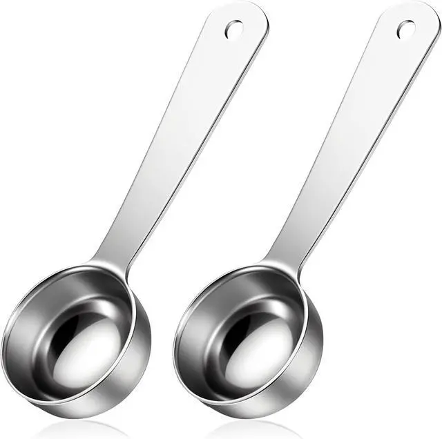 Main image of 2 Pcs Coffee Scoop 1 Tablespoon, Long Handle Measuring Tablespoon, Stainless Steel Coffee Spoons, 1 tbsp Measuring Spoons for Ground-Coffee, Milk, Spice Jar, Cooking Baking (4.3 Inch, 15ml)