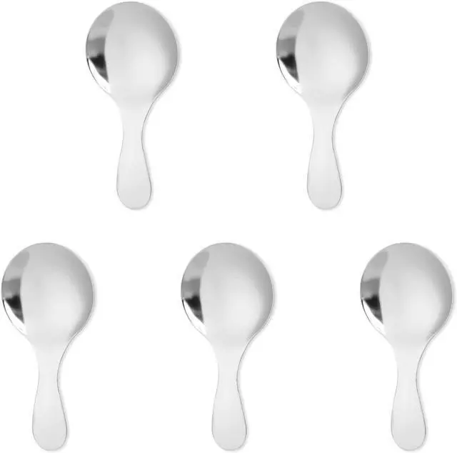Main image of 5 PCS Short Handle Spoons Silver Mini Scoops Stainless Spoons for Canisters Small Coffee Scoops Candy Scoops for Condiments Tea Desserts Coffee