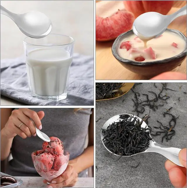 Alt view image 7 of 7 - 5 PCS Short Handle Spoons Silver Mini Scoops Stainless Spoons for Canisters Small Coffee Scoops Candy Scoops for Condiments Tea Desserts Coffee