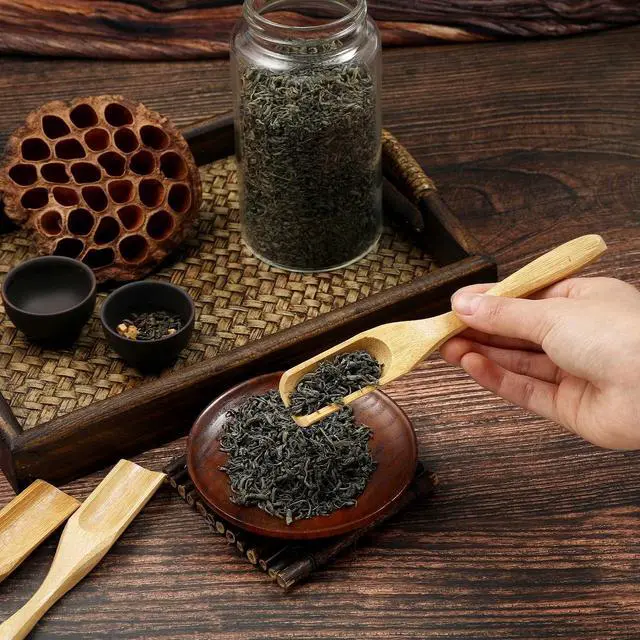 Alt view image 4 of 6 - 3 Pieces Wooden Loose Tea Scoops, Natural Bamboo Wood Spoons for Scooping Coffee Powder, Spices and Condiments, Long Handle 7"