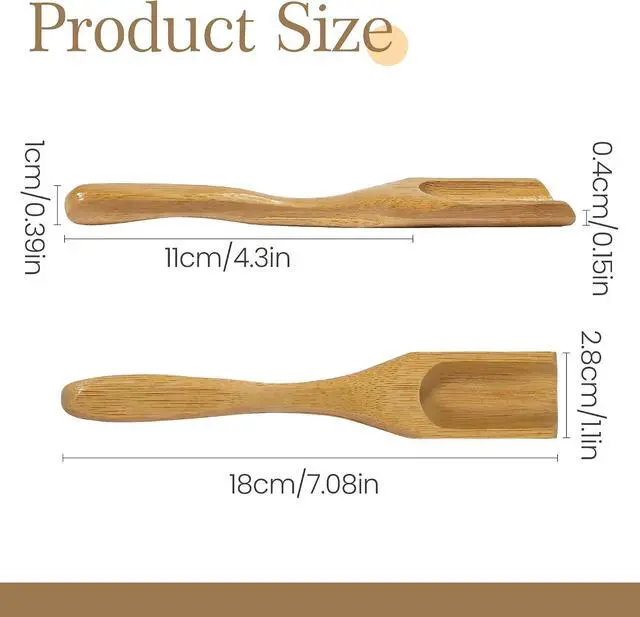 Alt view image 6 of 6 - 3 Pieces Wooden Loose Tea Scoops, Natural Bamboo Wood Spoons for Scooping Coffee Powder, Spices and Condiments, Long Handle 7"