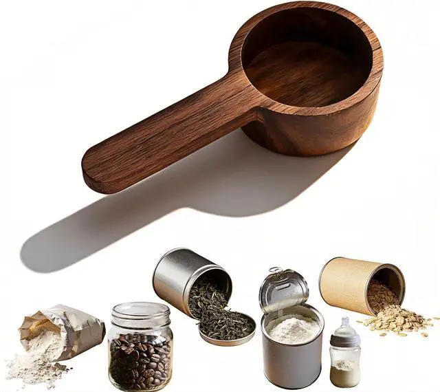 Main image of Black Walnut Wood Coffee Scoop, Measuring Spoon for Coffee Beans, Tea, Flour and Oats, Natural Texture, 3.86 Inch
