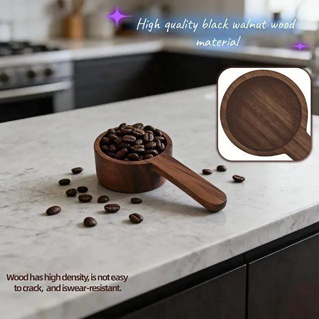Alt view image 5 of 7 - Black Walnut Wood Coffee Scoop, Measuring Spoon for Coffee Beans, Tea, Flour and Oats, Natural Texture, 3.86 Inch