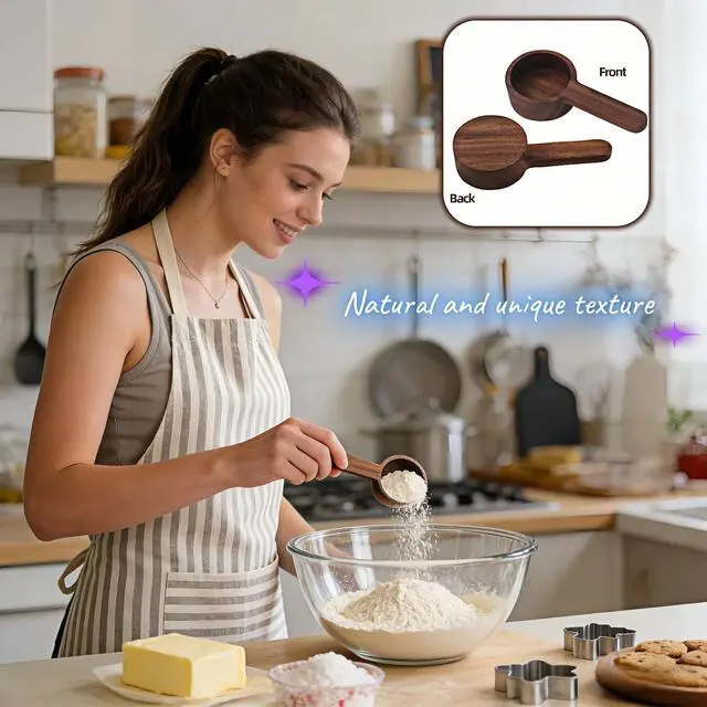 Alt view image 6 of 7 - Black Walnut Wood Coffee Scoop, Measuring Spoon for Coffee Beans, Tea, Flour and Oats, Natural Texture, 3.86 Inch
