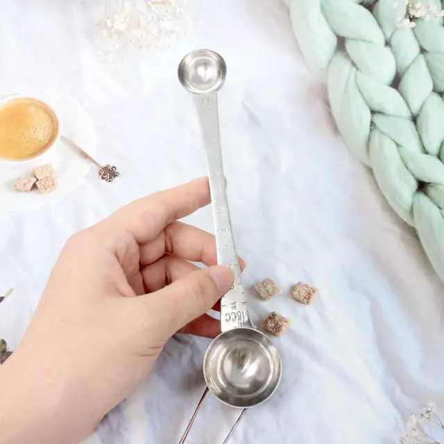 Alt view image 3 of 7 - Honbay 1PCS Stainless Steel Double Head Coffee Measuring Scoop Spoon 1 Tsp (5ml) & 1 Tbsp (15ml) Dual-Measure Long-Handle Spoon with Tick Mark for Tea Sugar for Coffee and Baking Precise Measurements