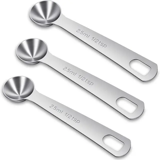 Main image of 3 Pcs 1/2 Teaspoon (1/2 tsp, 2.5 ml, 2.5cc, 1/12 oz) Measuring Spoons, Stainless Steel Single Measuring Spoon Tablespoon Metal Measure Scoop for Coffee Grains Kitchen Cooking