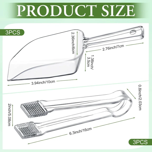 Alt view image 2 of 6 - Roshtia 6 Pcs Plastic Serving Tongs Mini Kitchen Tongs Utility and Plastic Kitchen Scoops Clear Ice Scoop Mini Clear Buffet Scoop for Candy Dessert Buffet Ice Snack Coffee Tea