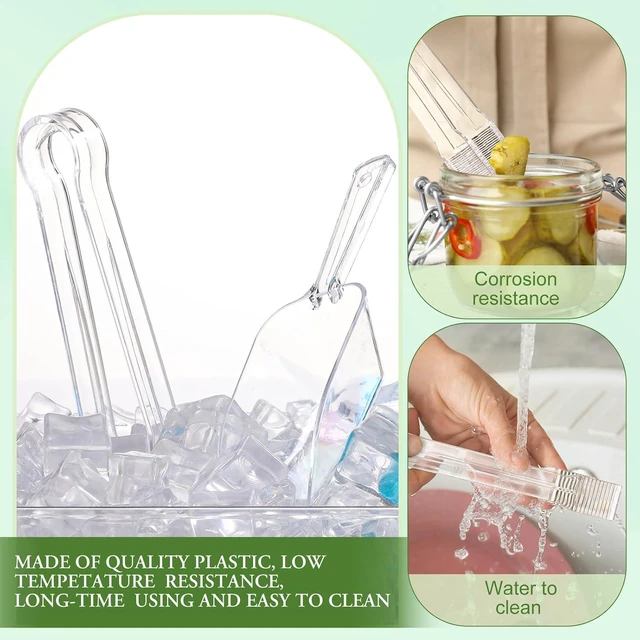 Alt view image 5 of 6 - Roshtia 6 Pcs Plastic Serving Tongs Mini Kitchen Tongs Utility and Plastic Kitchen Scoops Clear Ice Scoop Mini Clear Buffet Scoop for Candy Dessert Buffet Ice Snack Coffee Tea