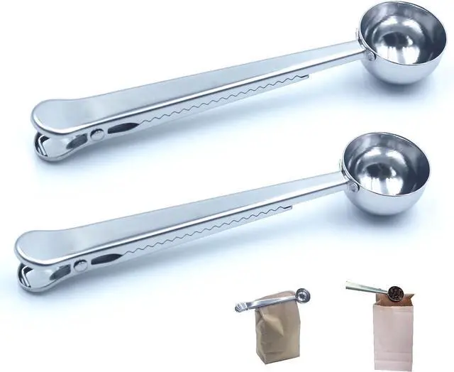 Main image of Stainless Steel Coffee Scoop with Clip, 2-Pack 1 Tbsp Measuring Spoon