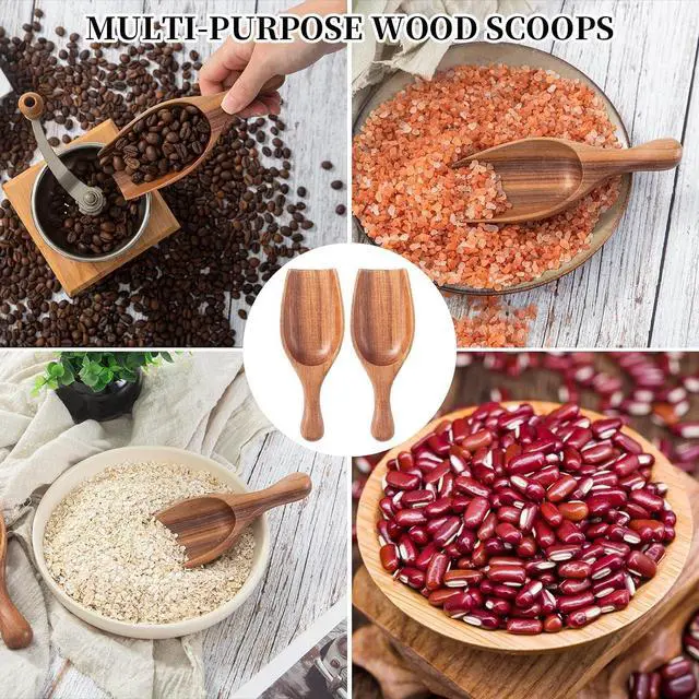 Alt view image 5 of 7 - Large Wooden Scoop 1PCS - 6.3Inches Wood Scoop for Coffee Bean Sugar Tea Powder Bath Salt Laundry Detergent, Multipurpose Kitchen Flour Scoop for Big Jars Canisters