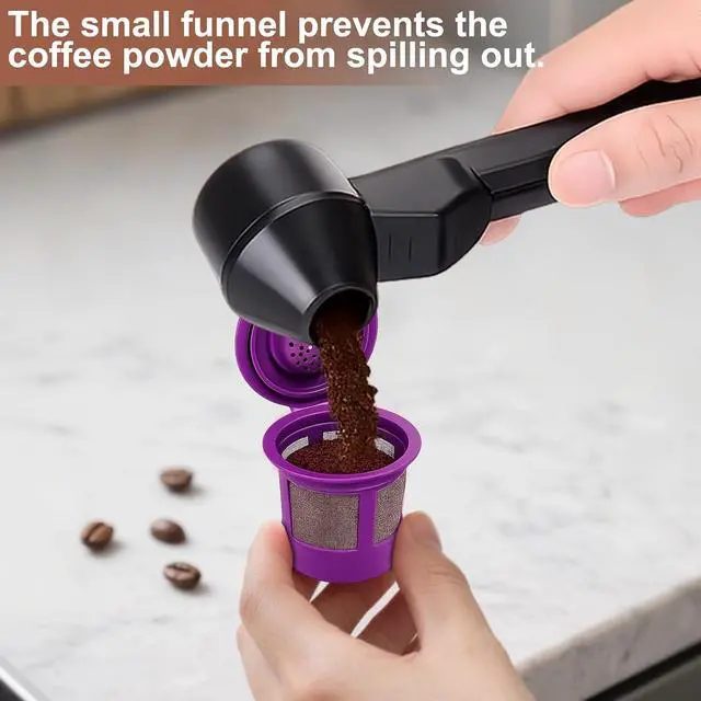 Alt view image 5 of 7 - Palksky Coffee Scoop & Funnel for Reusable K Cup Refillable Coffee Pods, 2 Tablespoon Slide Coffee Measuring Funnel Scooper,1PCS
