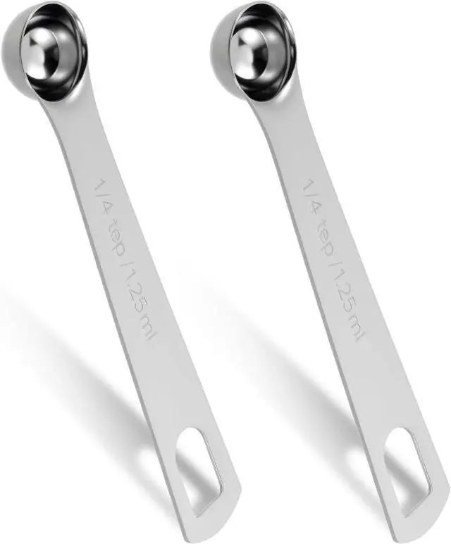 Main image of 2pcs 1/4 Teaspoon Measuring Spoon 1/4 tsp 1.25 ml 1.25 cc Tablespoon Measuring Spoon Stainless Steel Mini Small Table Measure Spoons Short Handle Metal Teaspoon Scoop for Kitchen Cooking