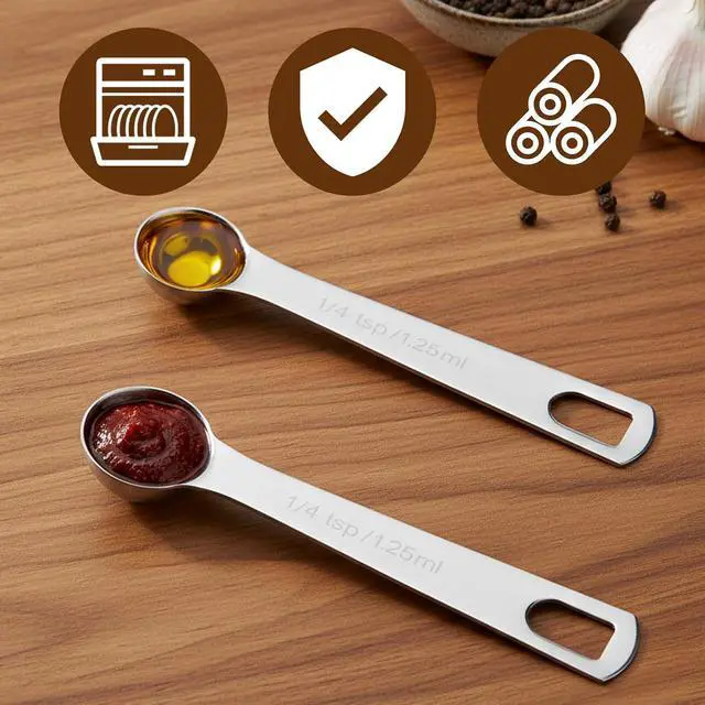 Alt view image 3 of 7 - 2pcs 1/4 Teaspoon Measuring Spoon 1/4 tsp 1.25 ml 1.25 cc Tablespoon Measuring Spoon Stainless Steel Mini Small Table Measure Spoons Short Handle Metal Teaspoon Scoop for Kitchen Cooking