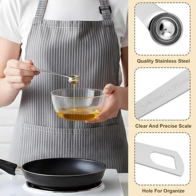 Alt view image 4 of 7 - 2pcs 1/4 Teaspoon Measuring Spoon 1/4 tsp 1.25 ml 1.25 cc Tablespoon Measuring Spoon Stainless Steel Mini Small Table Measure Spoons Short Handle Metal Teaspoon Scoop for Kitchen Cooking
