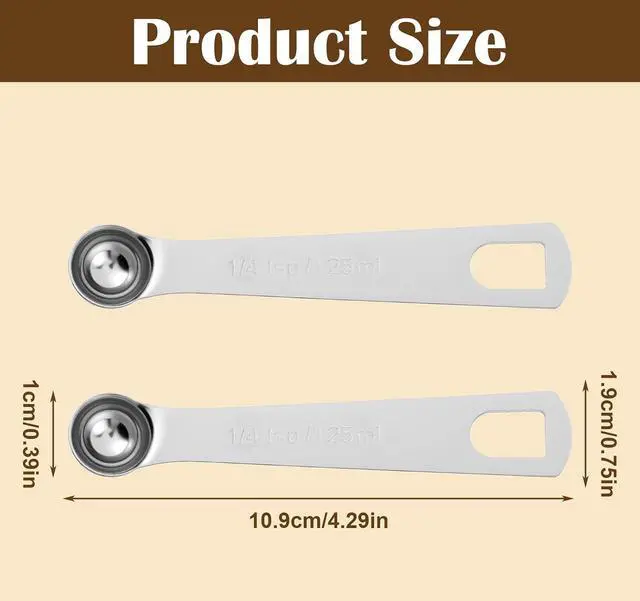 Alt view image 5 of 7 - 2pcs 1/4 Teaspoon Measuring Spoon 1/4 tsp 1.25 ml 1.25 cc Tablespoon Measuring Spoon Stainless Steel Mini Small Table Measure Spoons Short Handle Metal Teaspoon Scoop for Kitchen Cooking